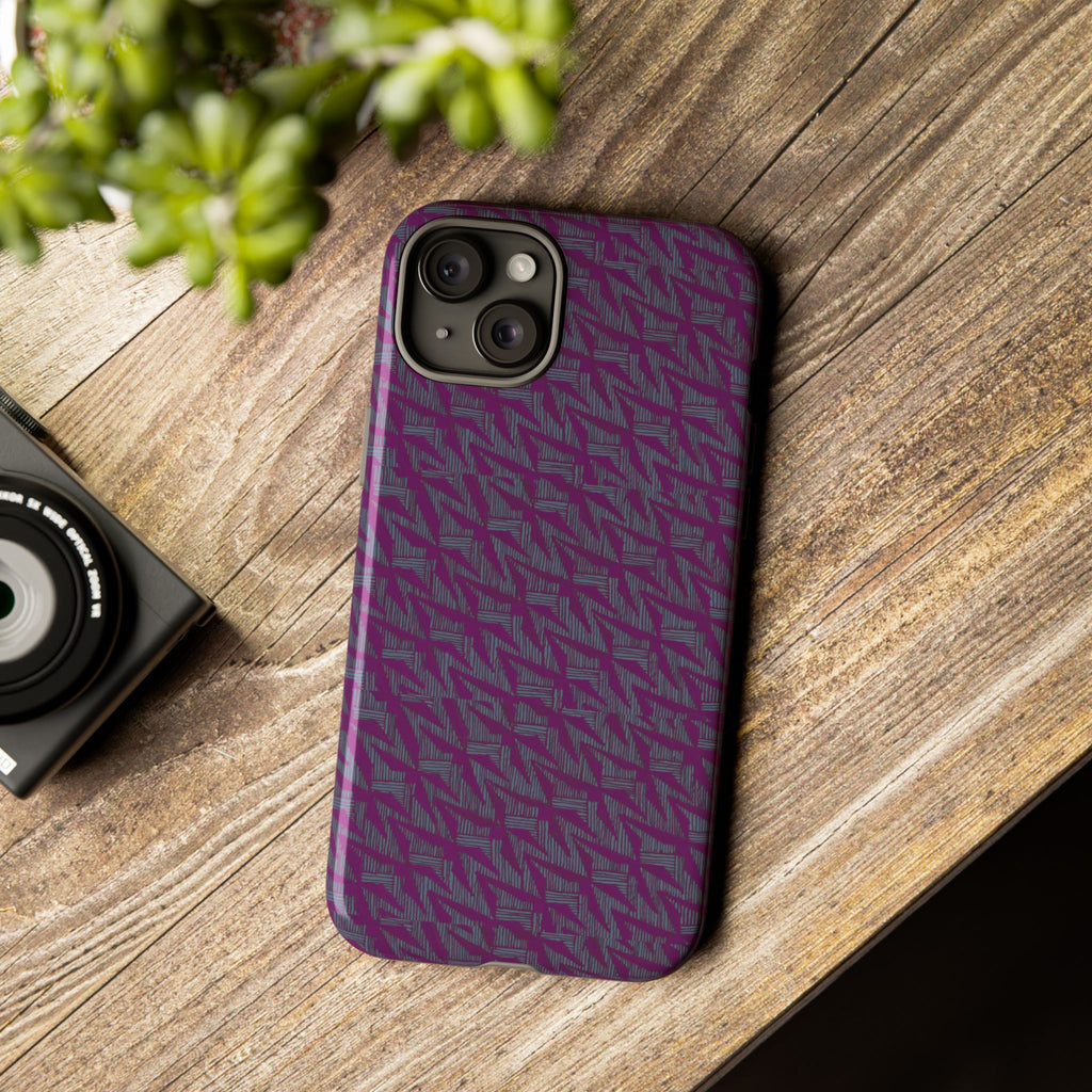 Shockproof Iphone 17 Pro Cover, Purple Geometric Dual-Layer TPU Case, UV-Protected