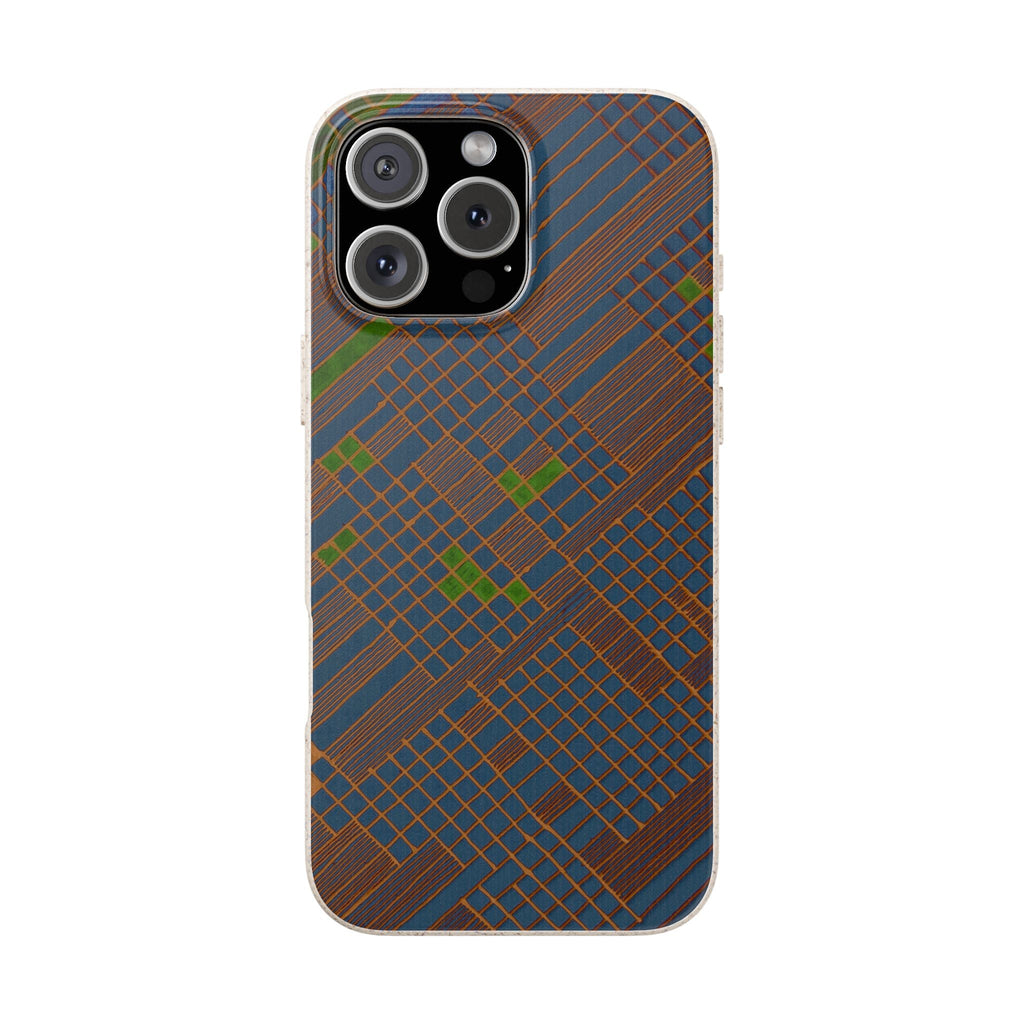 Biodegradable Phone Case — Earthy Geometric Plaid Eco-Friendly Cover, eco friendly phone case product image