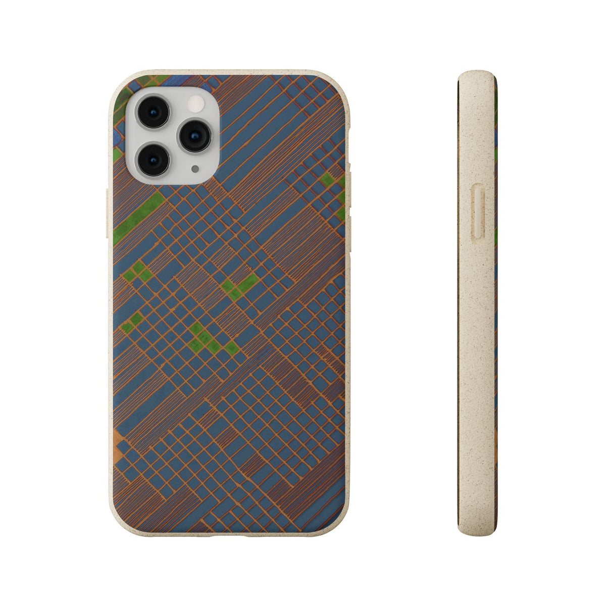 Biodegradable Phone Case — Earthy Geometric Plaid Eco-Friendly Cover, eco friendly phone case product image