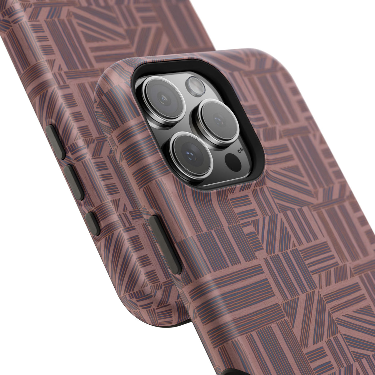 Impact Resistant Iphone 17 Pro Max Case - MagSafe Dual-Layer Geometric Brown Design