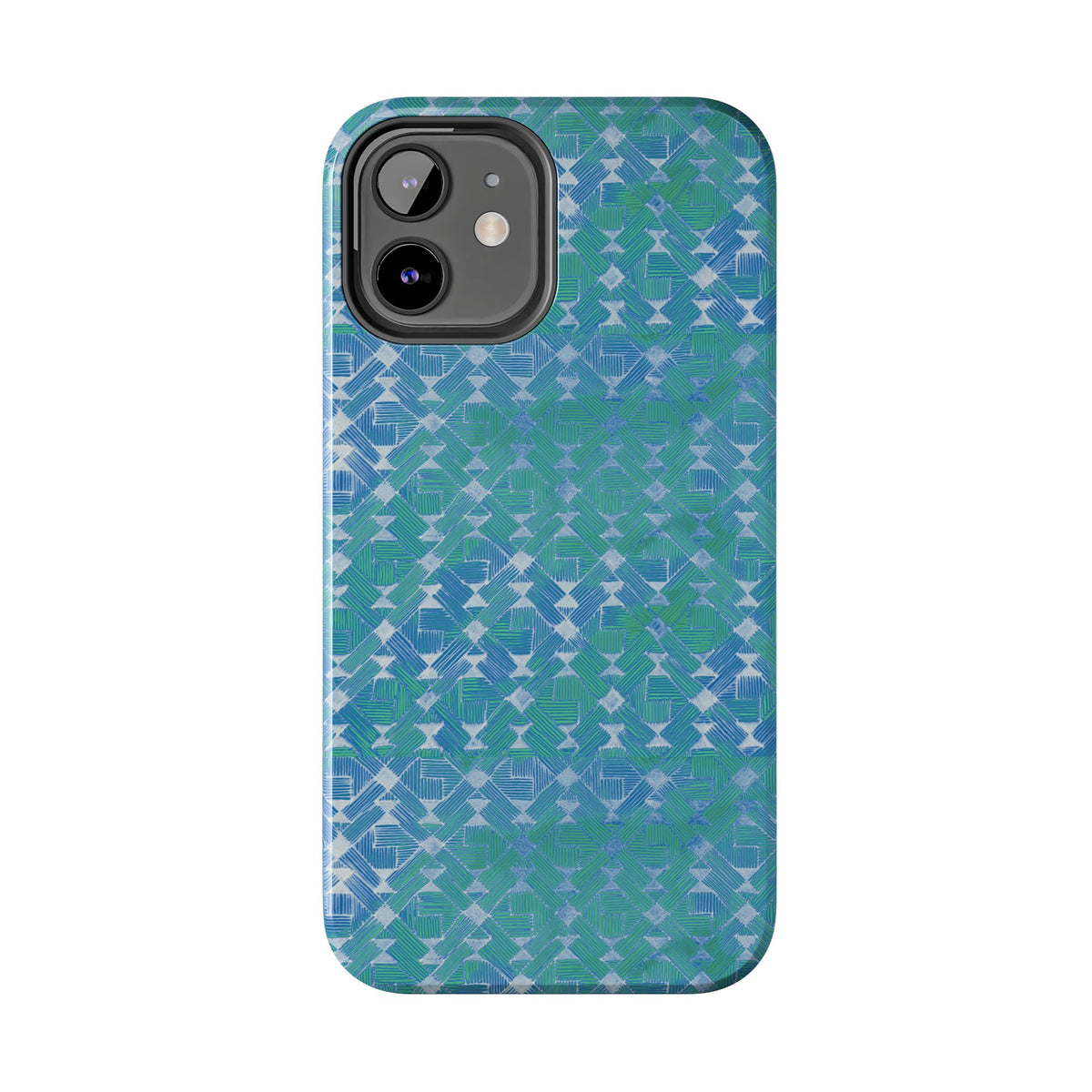 Tough Phone Case — Blue-Green Geometric Watercolor Pattern, shockproof iphone 17 pro case slim side edge