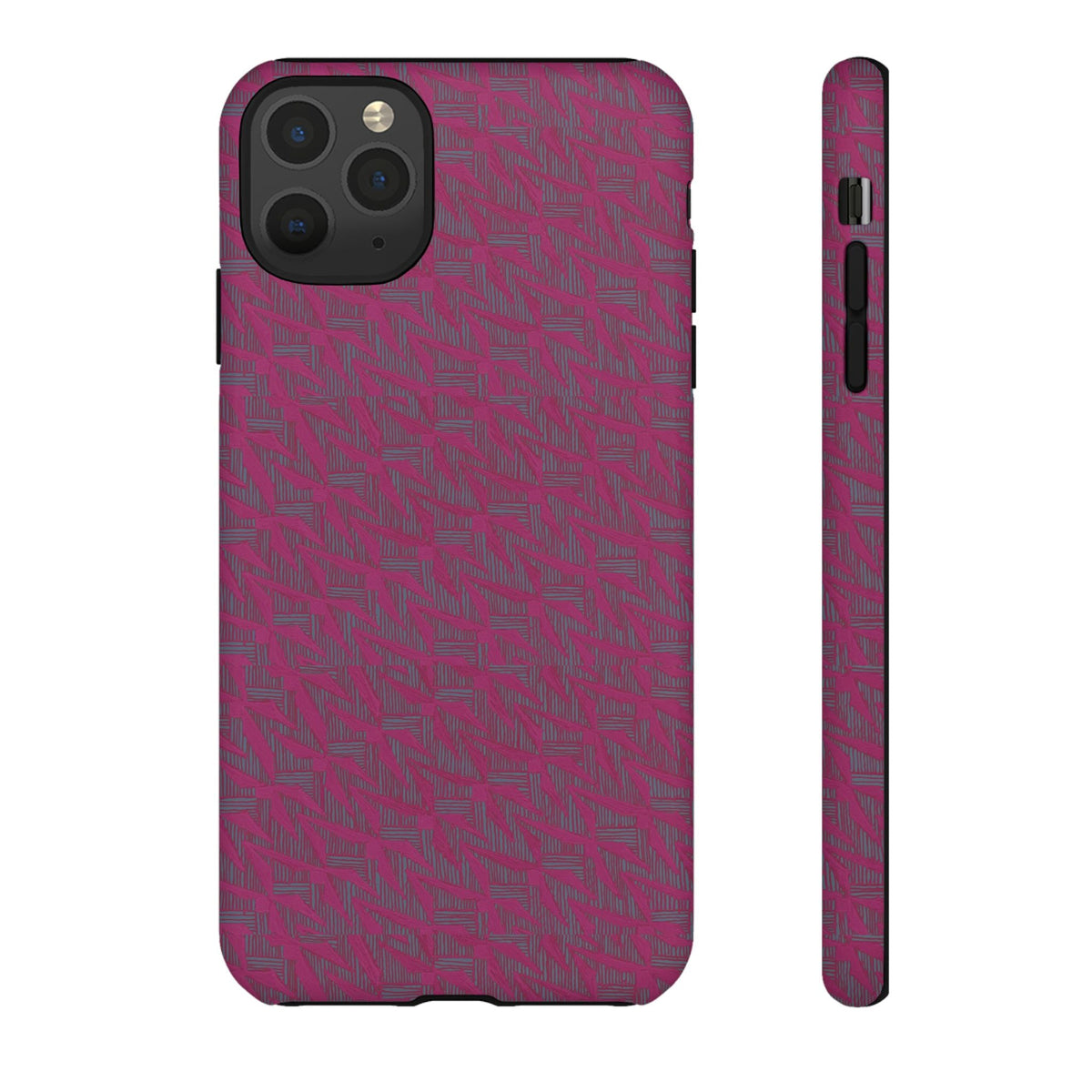 Pink Textured Tough Phone Case — Protective Slim iPhone Cover, durable wireless charging case
