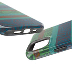 Green Geometric Stripe Phone Case — Impact-Resistant, wireless charging iphone 16 pro max case with precise port and button openings.