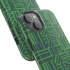 Green Dual Layer iPhone 17 Pro Phone Case, Geometric MagSafe 2-Layer Impact Protection