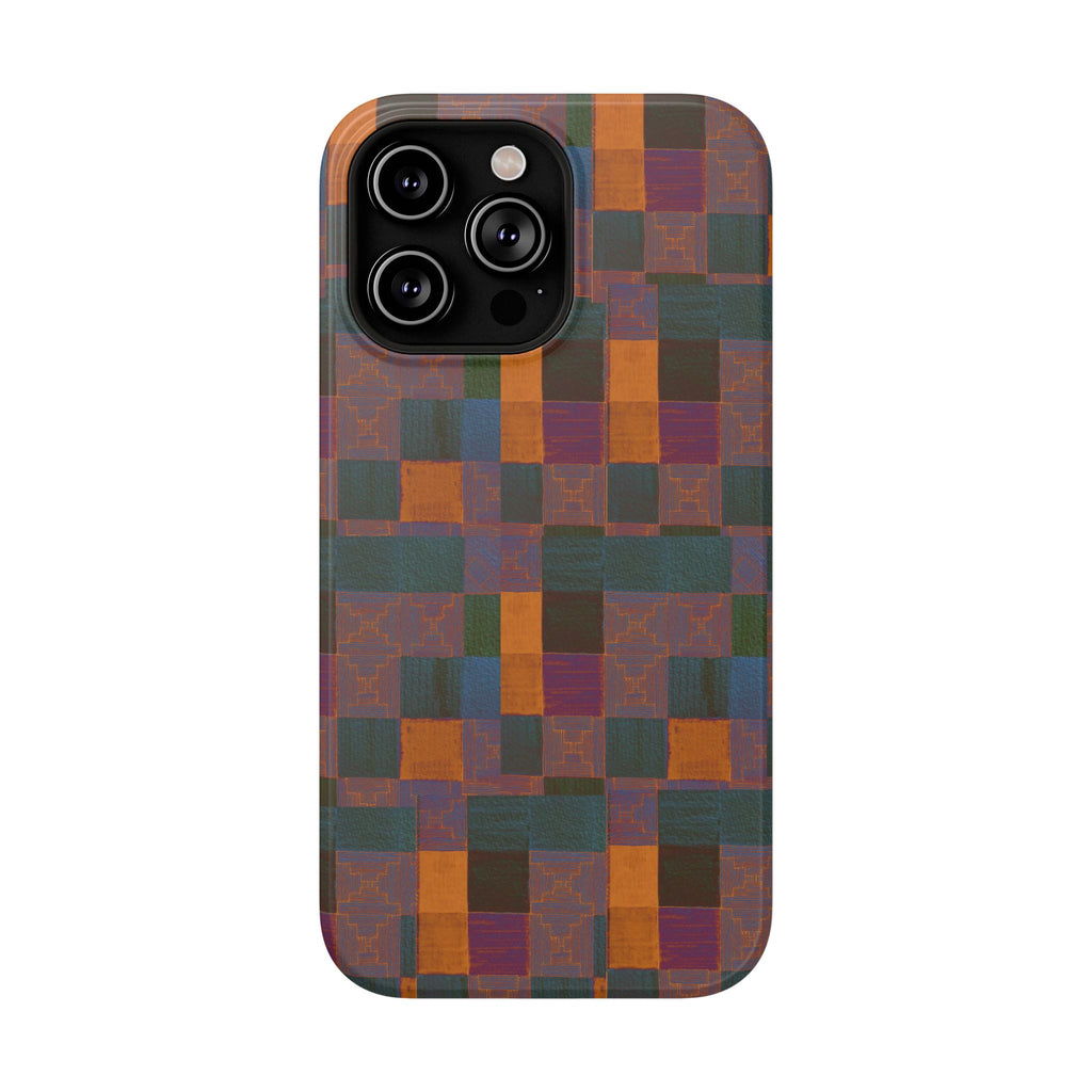 Impact-Resistant Phone Case — Retro Checkerboard Pattern, Fractyl wireless charging iphone 18 pro case offering stylish full-wrap coverage and camera access.