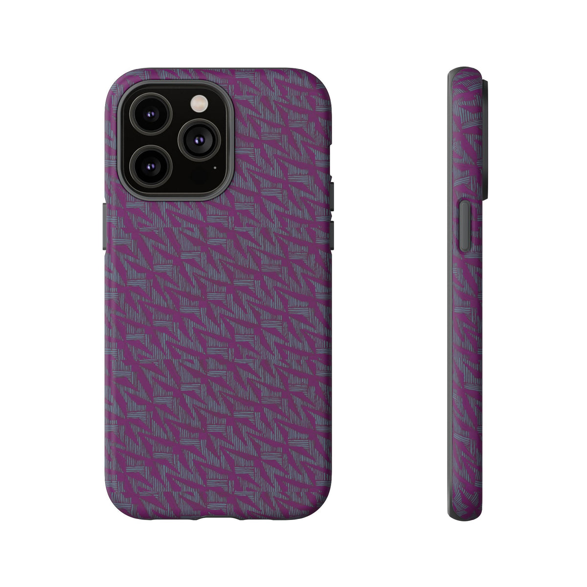 Purple Geometric Tough Phone Case — Protective Slim Phone Cover, back and side profile for everyday protection, shockproof iphone 17 pro cover