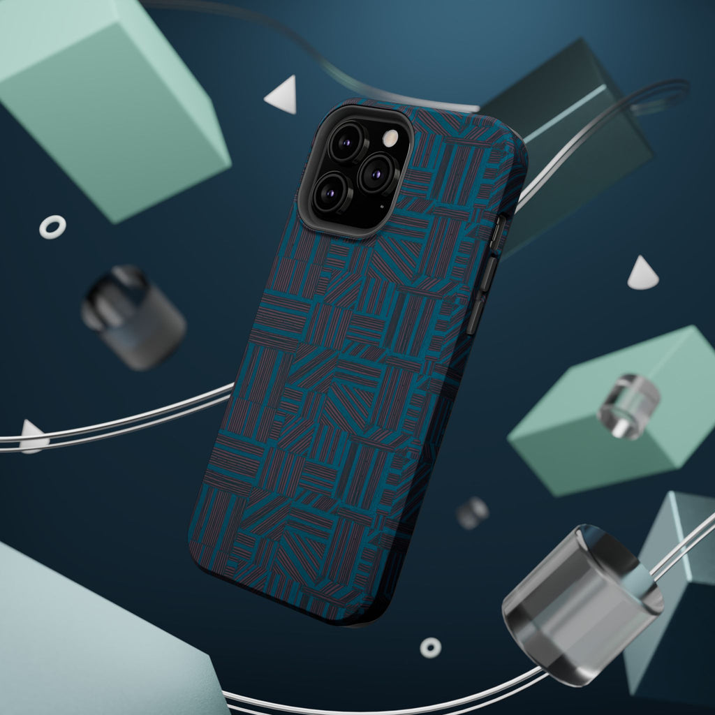 Impact Resistant Phone Case-20% OFF Entire Order, And Free Shipping, Teal Geometric MagSafe case floating in a modern teal product environment; impact resistant iphone 17 case-20% OFF Entire Order, and Free Shipping.