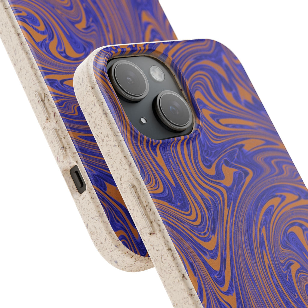 Biodegradable iPhone 17 Case – Purple Orange Marble Swirl Eco-Friendly Protection