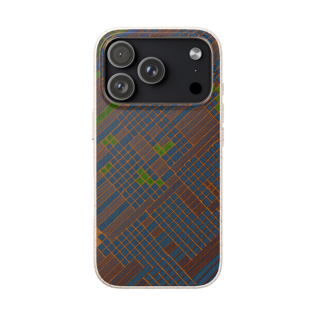 Biodegradable Phone Case — Earthy Geometric Plaid Eco-Friendly Cover, eco friendly phone case product image