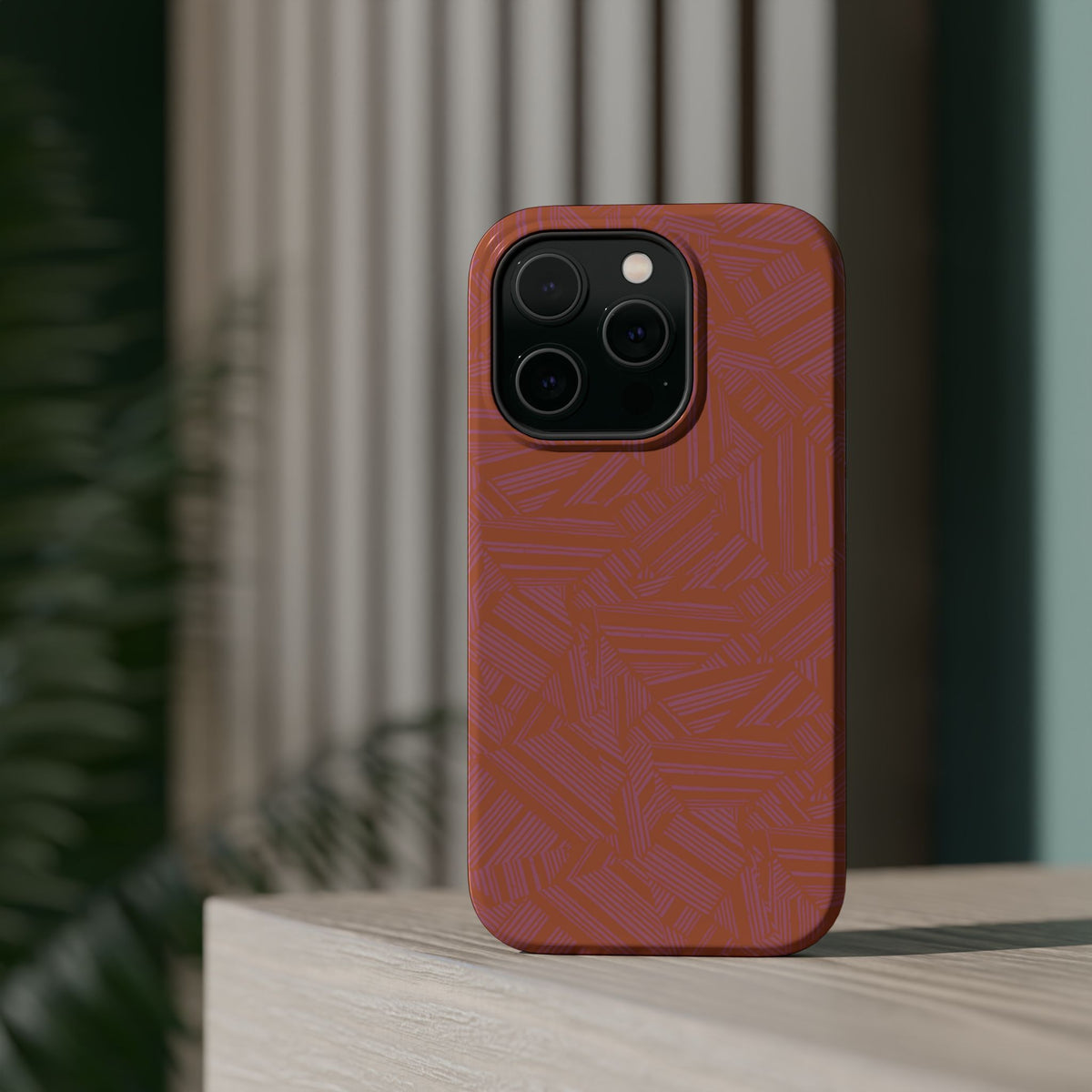 Protective iPhone 18 Pro Max Case With Terracotta Geometric MagSafe Impact Resistance