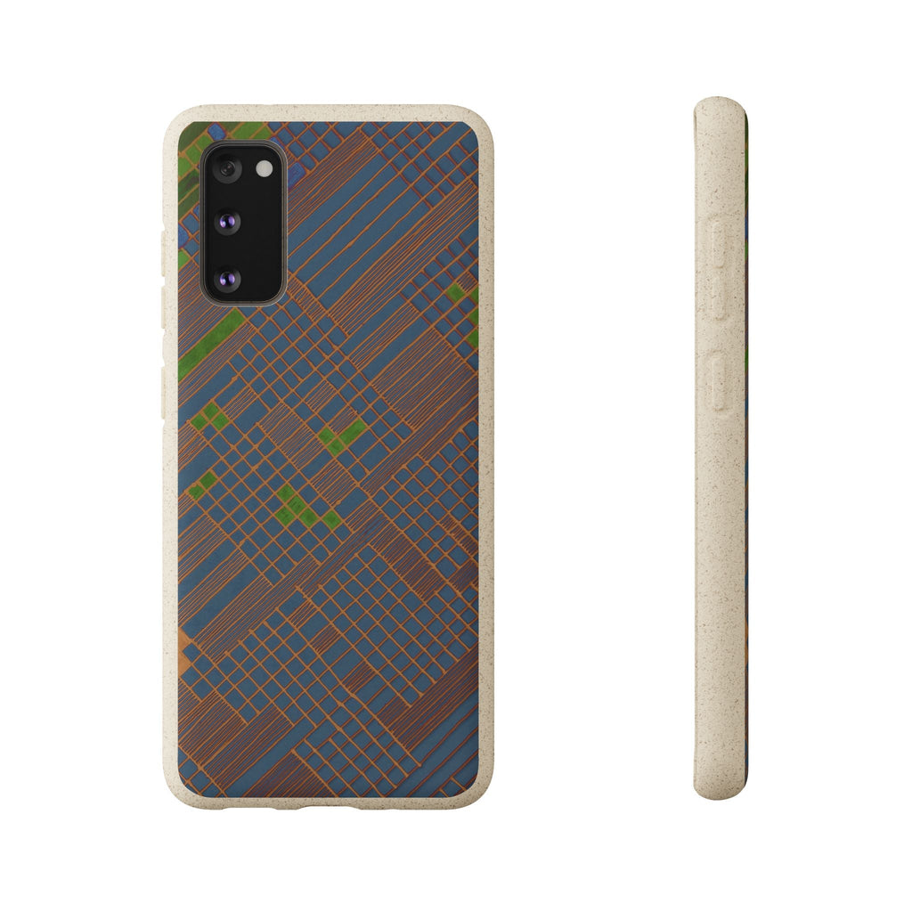 Biodegradable Phone Case — Earthy Geometric Plaid Eco-Friendly Cover, eco friendly phone case product image