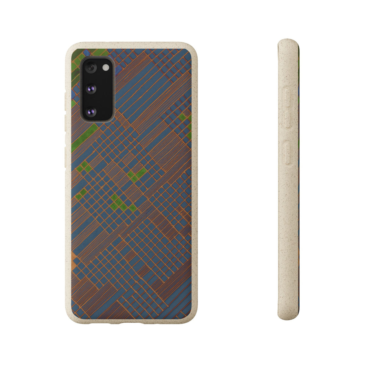 Biodegradable Phone Case — Earthy Geometric Plaid Eco-Friendly Cover, eco friendly phone case product image