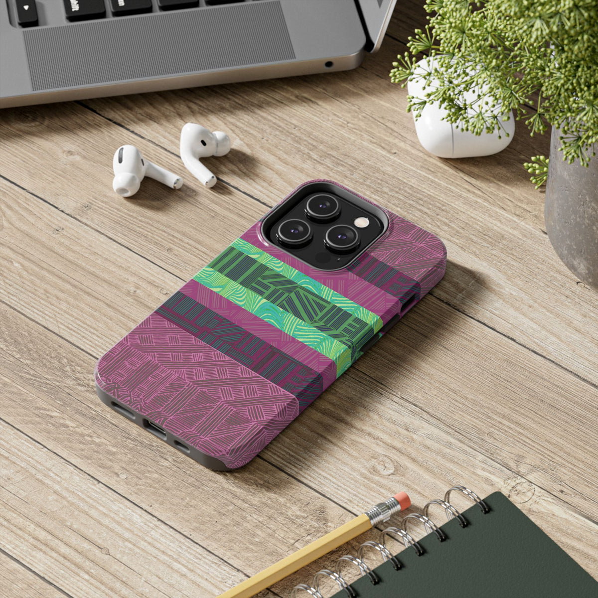 Fractyl Glossy Protective iPhone 18 Pro Max Case – Geometric Teal Shockproof Design