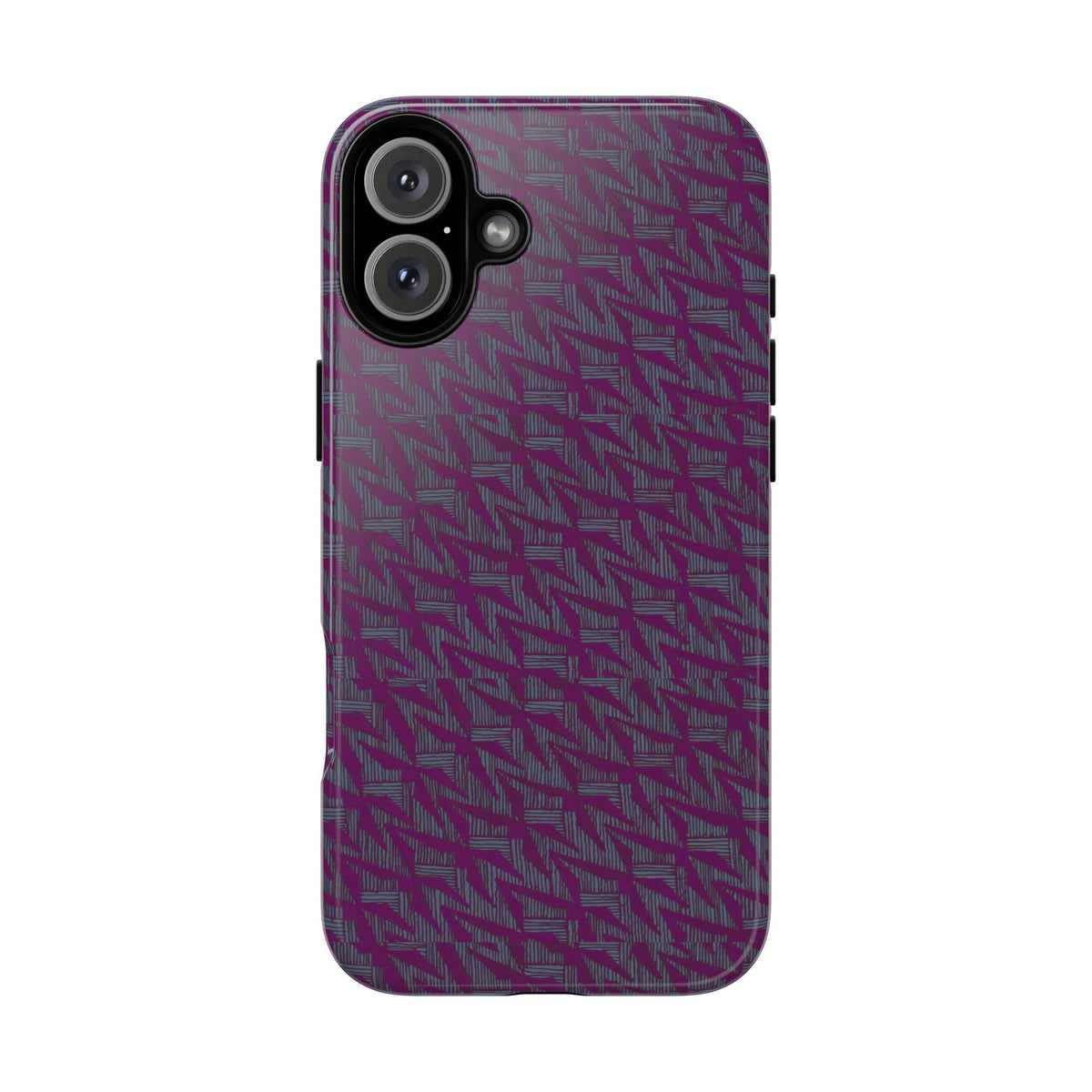 Purple Geometric Tough Phone Case — Protective Slim Phone Cover, plum and slate patterned phone case, shockproof iphone 17 pro cover