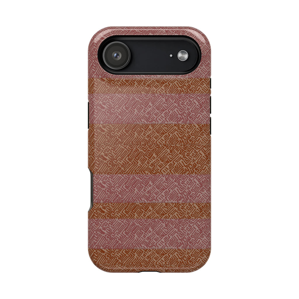 Striped Leather-Texture Magnetic Phone Case — Impact-Resistant iPhone Cover, flexible wireless charging iphone 18 pro max case