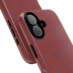 Red Pebble Texture Tough Phone Case — Rugged Shockproof iPhone Cover, wireless charging iphone 17 promax case with narrow vertical camera opening