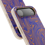 Biodegradable iPhone 17 Case – Purple Orange Marble Swirl Eco-Friendly Protection