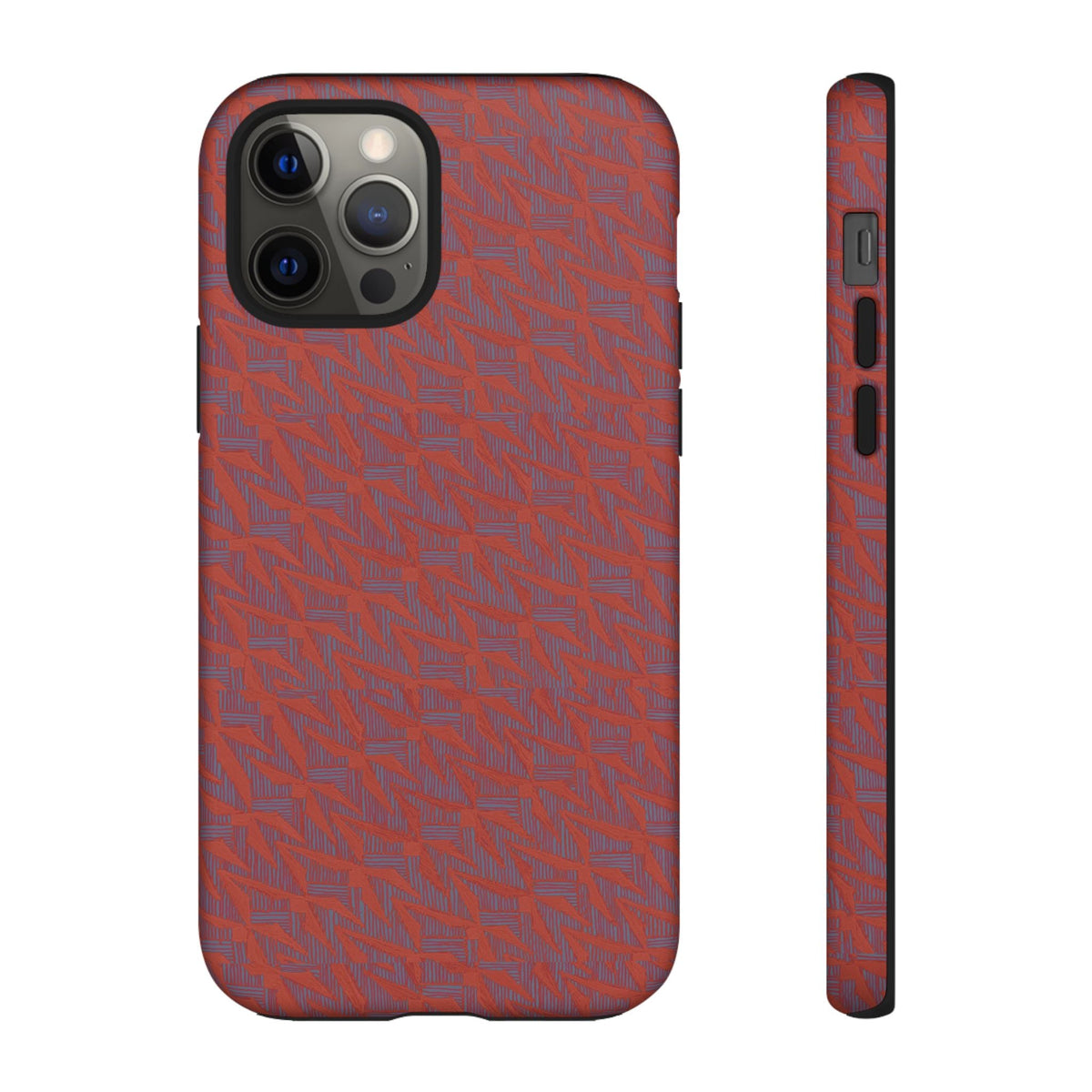 Red Pebble Texture Tough Phone Case — Rugged Shockproof iPhone Cover, wireless charging iphone 17 promax case in a sleek red patterned finish