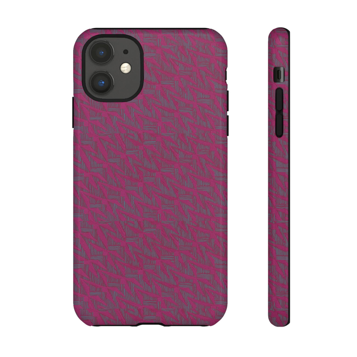 Pink Textured Tough Phone Case — Protective Slim iPhone Cover, durable wireless charging case