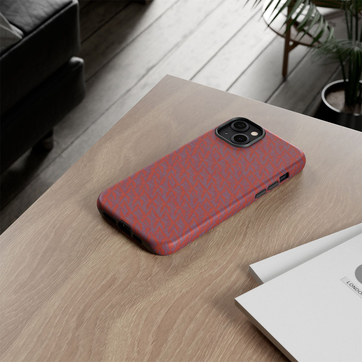 Wireless Charging iPhone 17 ProMax Case – Rugged Red Pebble Texture Shockproof Cover
