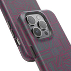Slim Protective iPhone 16 ProMax Case With MagSafe, Dual-Layer Plum Geometric Design