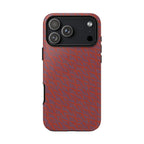 Red Pebble Texture Tough Phone Case — Rugged Shockproof iPhone Cover, wireless charging iphone 17 promax case shown from the rear with rugged corners
