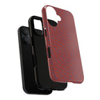 Red Pebble Texture Tough Phone Case — Rugged Shockproof iPhone Cover, wireless charging iphone 17 promax case shown in a bold red patterned design