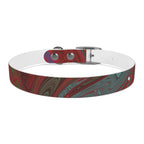 Elegant rose gold buckle showcased on the Marbled Swirl Dog Collar — Red & Teal Abstract Pet Collar, ideal for a fashionable hypoallergenic dog collar.
