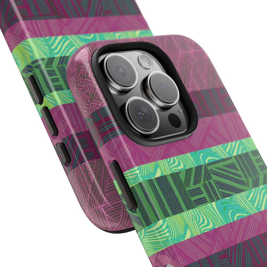 Fractyl Glossy Protective iPhone 18 Pro Max Case – Geometric Teal Shockproof Design