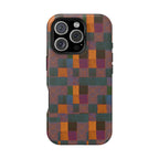 Impact-Resistant Phone Case — Retro Checkerboard Pattern, Fractyl wireless charging iphone 18 pro case shown on a smartphone with a durable rounded-edge design.