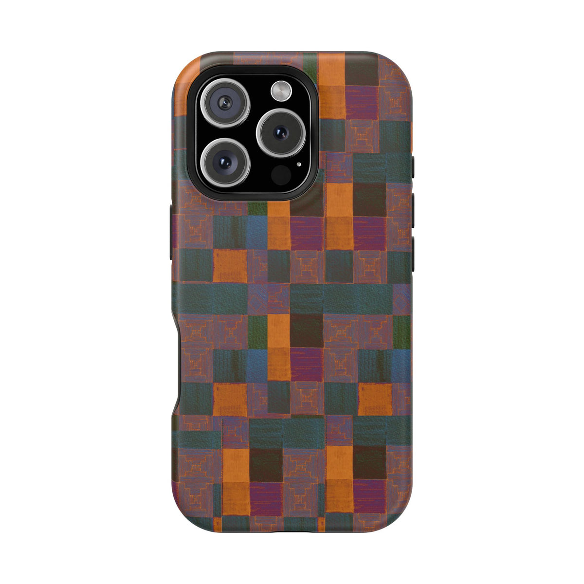 Impact-Resistant Phone Case — Retro Checkerboard Pattern, Fractyl wireless charging iphone 18 pro case shown on a smartphone with a durable rounded-edge design.