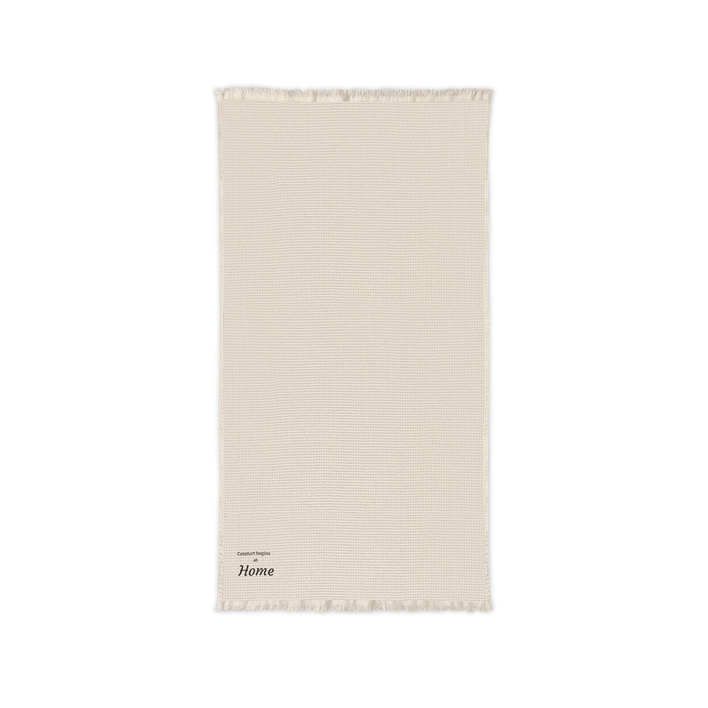 Waffle Cotton Throw Blanket — Embroidered "Home" Accent Throw