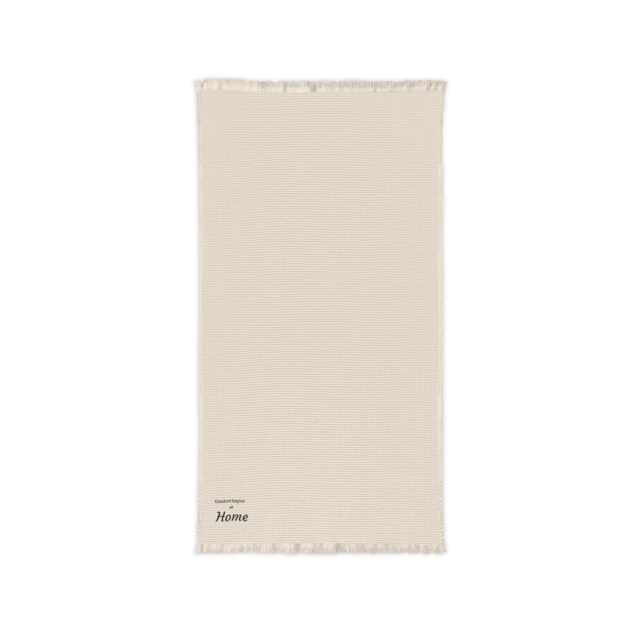 Waffle Cotton Throw Blanket — Embroidered "Home" Accent Throw