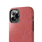 Tough Phone Case — Geometric Coral Pattern Protective Cover, shockproof iphone 18 pro case with contemporary geometric print