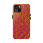Tough Phone Case — Vibrant Tropical Herringbone Pattern, impact resistant iphone 17 case with large triple camera cutout