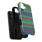 Geometric Green Wireless Charging iPhone 16 Pro Max Case - Impact-Resistant Dual-Layer