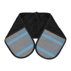 Double Oven Mitts - Quilted Heat-Resistant Kitchen Grip (Black with Blue Accent)