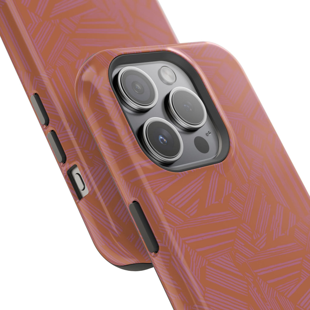 Protective iPhone 18 Pro Max Case With Terracotta Geometric MagSafe Impact Resistance