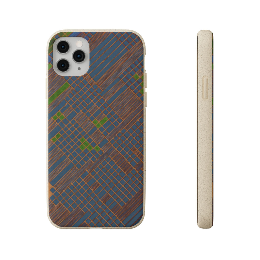 Biodegradable Phone Case — Earthy Geometric Plaid Eco-Friendly Cover, eco friendly phone case product image