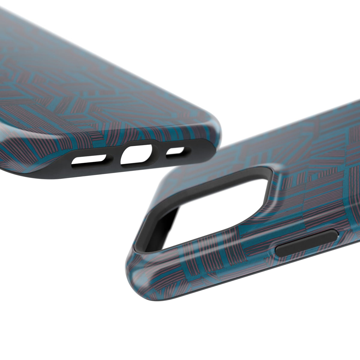 Impact Resistant iPhone 17 Case, Teal Geometric MagSafe Dual-Layer Protection