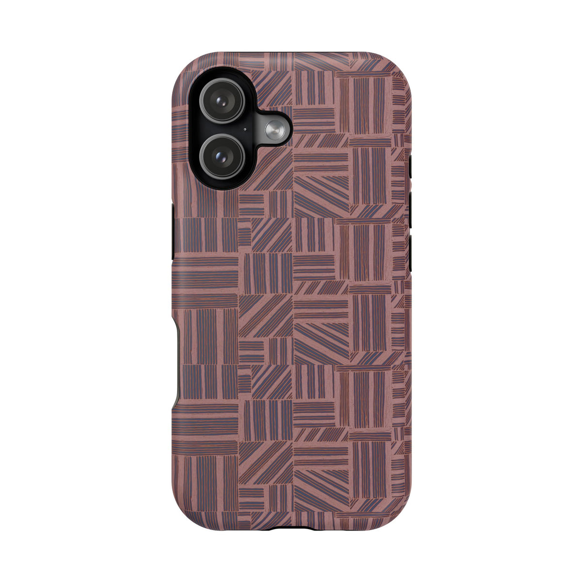 MagSafe Impact Resistant Phone Case - Geometric Brown Pattern, Dual-Layer Protection, full phone back coverage; impact resistant iphone 17 pro max case