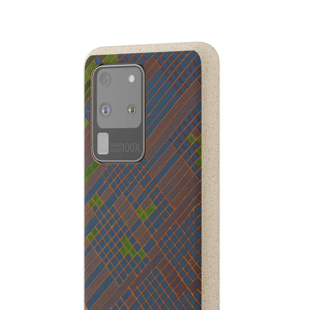 Biodegradable Phone Case — Earthy Geometric Plaid Eco-Friendly Cover, eco friendly phone case product image