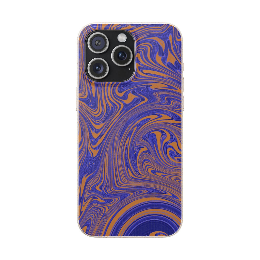 Biodegradable Marble Swirl Phone Case — Purple & Orange Eco-Friendly Protective Cover with a matte frosted surface; protective biodegradable case _CASETiFY5 alternative.