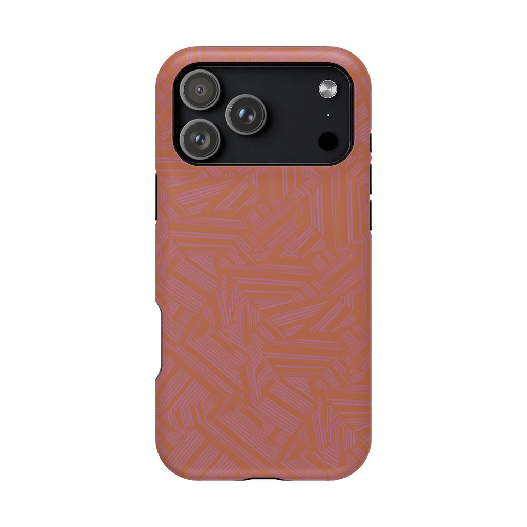 Protective iPhone 18 Pro Max Case With Terracotta Geometric MagSafe Impact Resistance