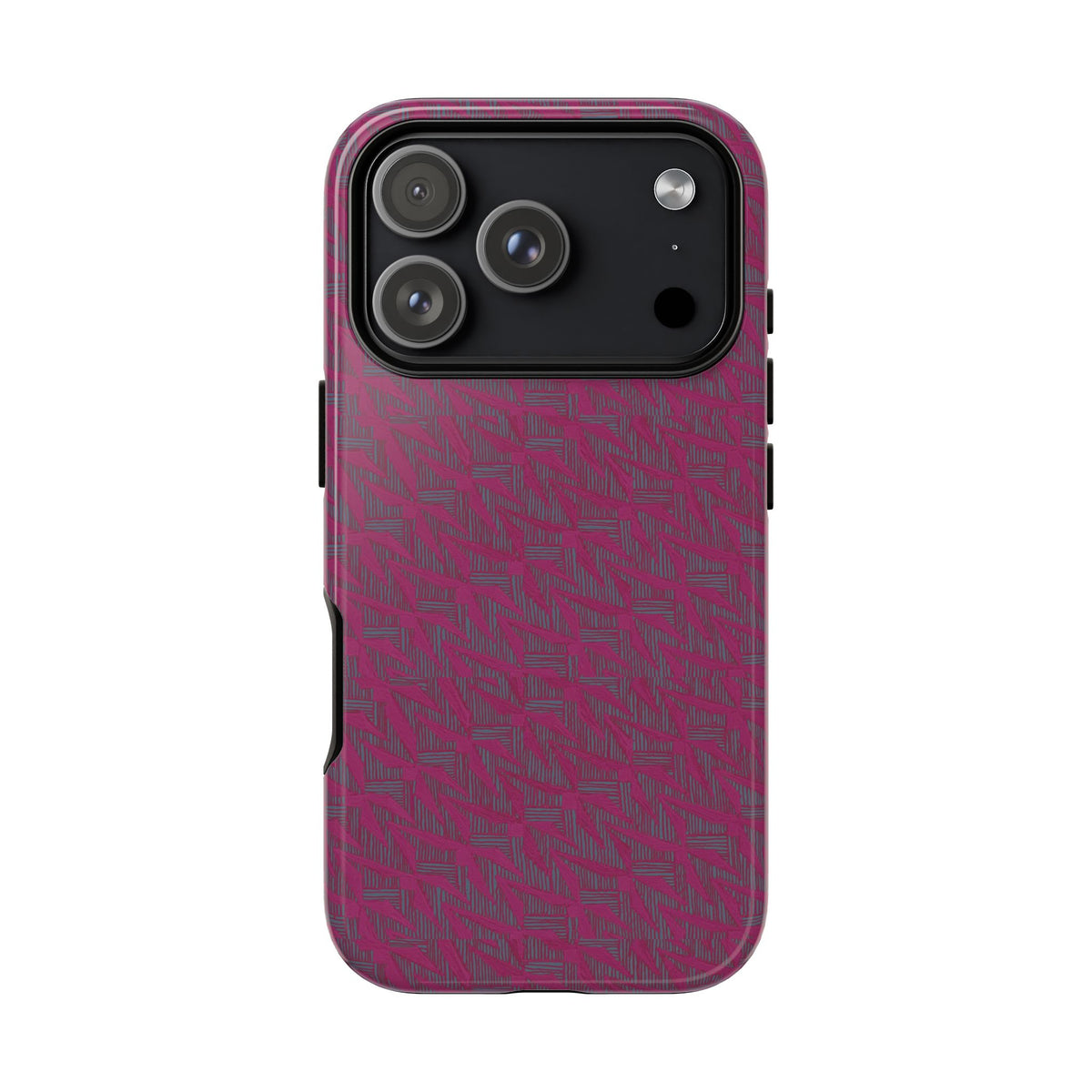 Pink Textured Tough Phone Case — Protective Slim iPhone Cover, durable wireless charging case