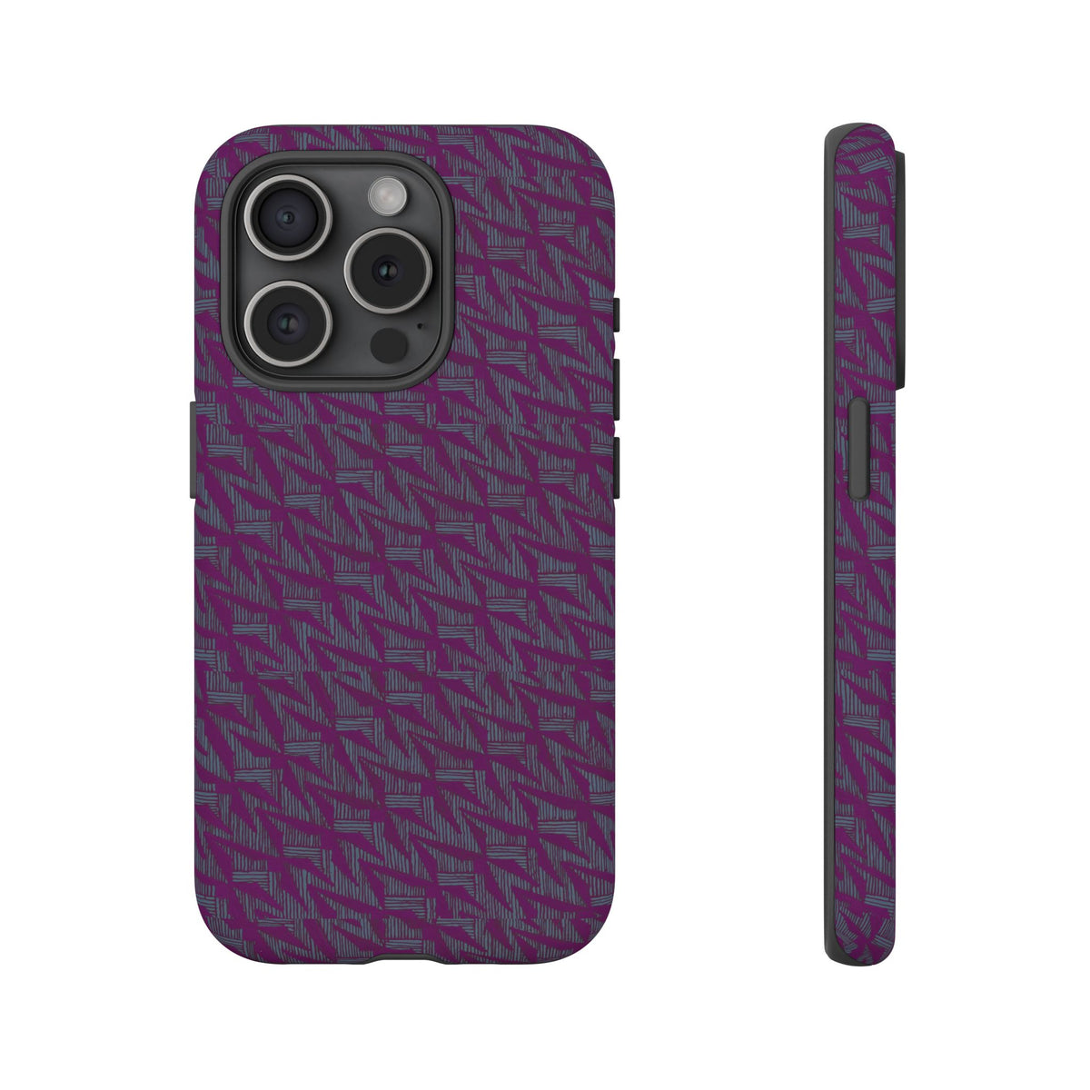 Purple Geometric Tough Phone Case — Protective Slim Phone Cover, edge-to-edge geometric phone case print, shockproof iphone 17 pro cover
