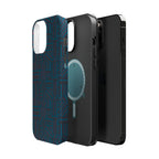 Impact Resistant Phone Case-20% OFF Entire Order, And Free Shipping, Teal Geometric MagSafe case with detailed teal geometric print and raised edges; impact resistant iphone 17 case-20% OFF Entire Order, and Free Shipping.