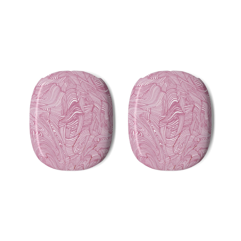 Close-up of the vibrant pink marble swirl AirPods Max Shell Case by Printify, showcasing the protective two-piece design for ear cups.
