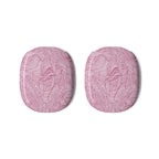 Close-up of the vibrant pink marble swirl AirPods Max Shell Case by Printify, showcasing the protective two-piece design for ear cups.
