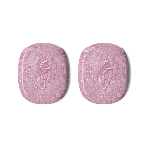 Close-up of the vibrant pink marble swirl AirPods Max Shell Case by Printify, showcasing the protective two-piece design for ear cups.